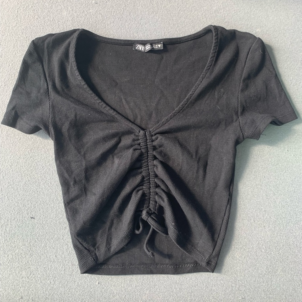 Zara Ruched Crop Shirt